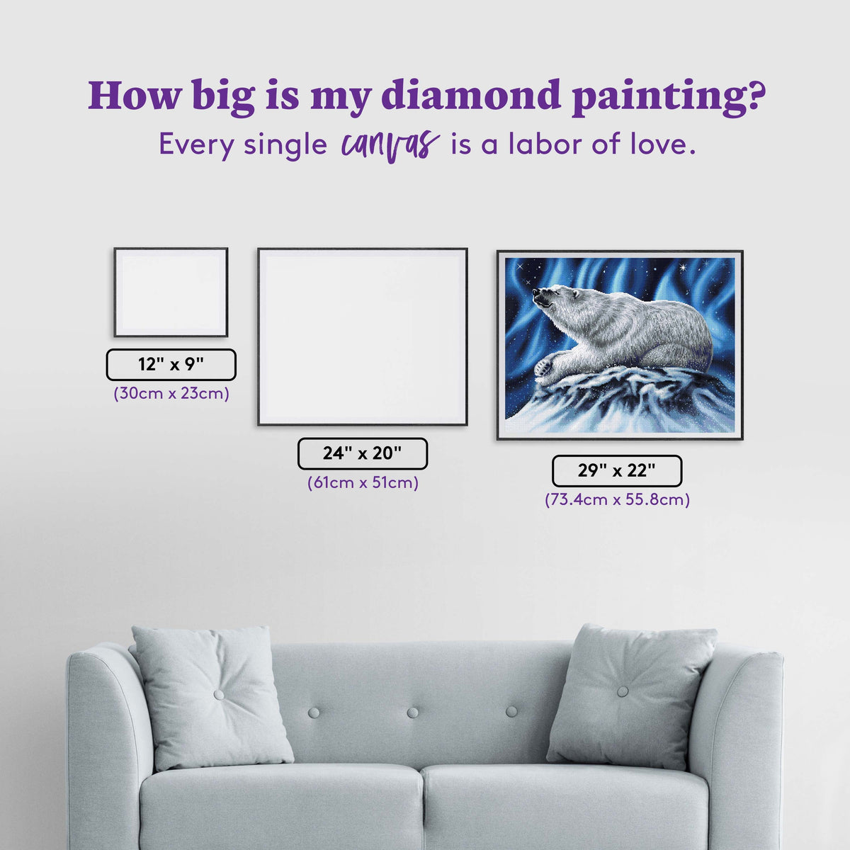 Diamond Painting Big Bear 29" x 22" (73.4cm x 55.8cm) / Square with 33 Colors including 1 AB and 3 Fairy Dust Diamonds / 66,080