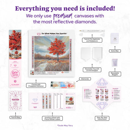 Diamond Painting Big Red 9" x 9" (22.8cm x 22.8cm) / Round with 52 Colors including 2 ABs and 3 Fairy Dust Diamonds / 6,889