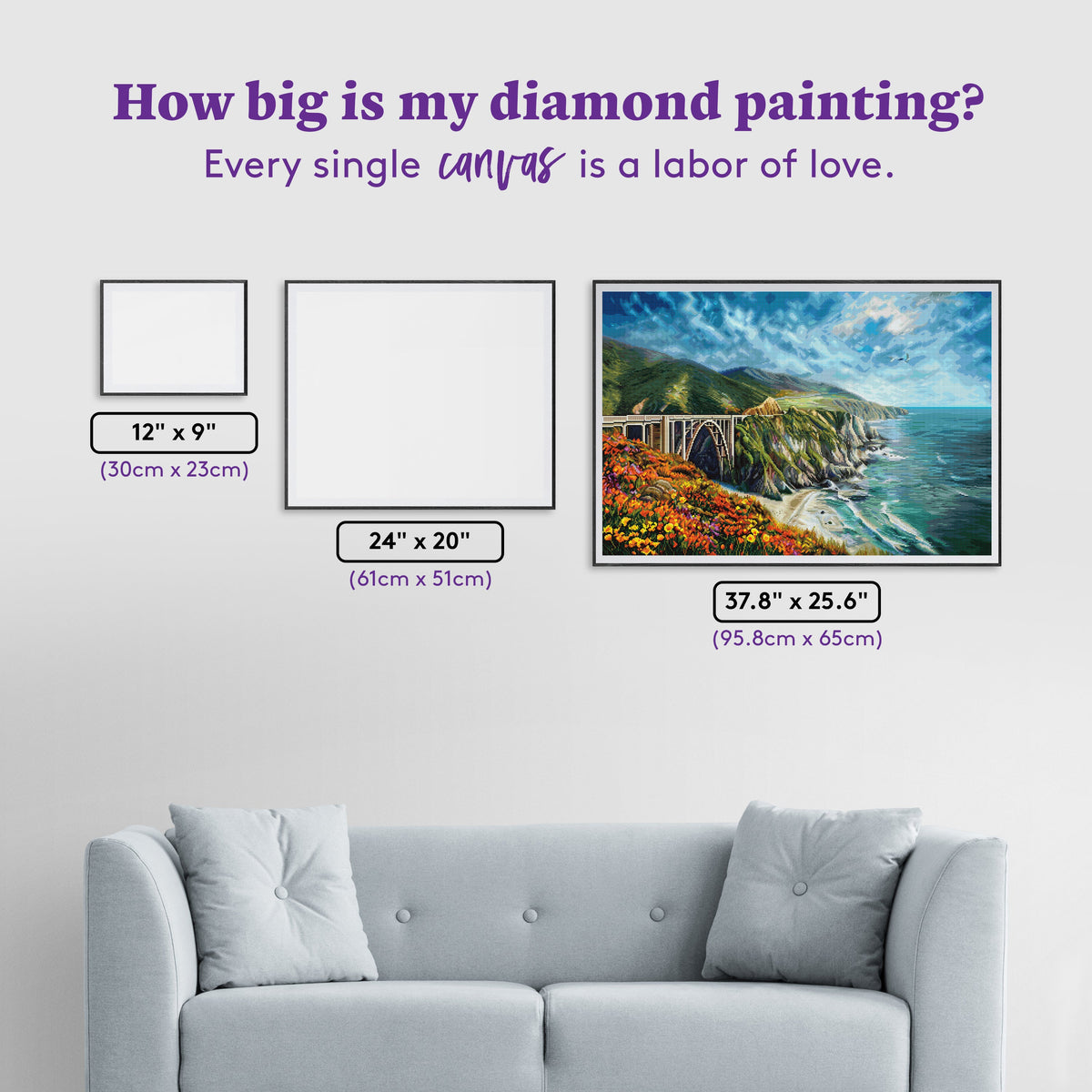 Diamond Painting Big Sur 37.8" x 25.6" (95.8cm x 65cm) / Square With 90 Colors Including 5 ABs and 2 Fairy Dust Diamonds / 100,485