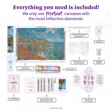 Diamond Painting Big Sur 37.8" x 25.6" (95.8cm x 65cm) / Square With 90 Colors Including 5 ABs and 2 Fairy Dust Diamonds / 100,485