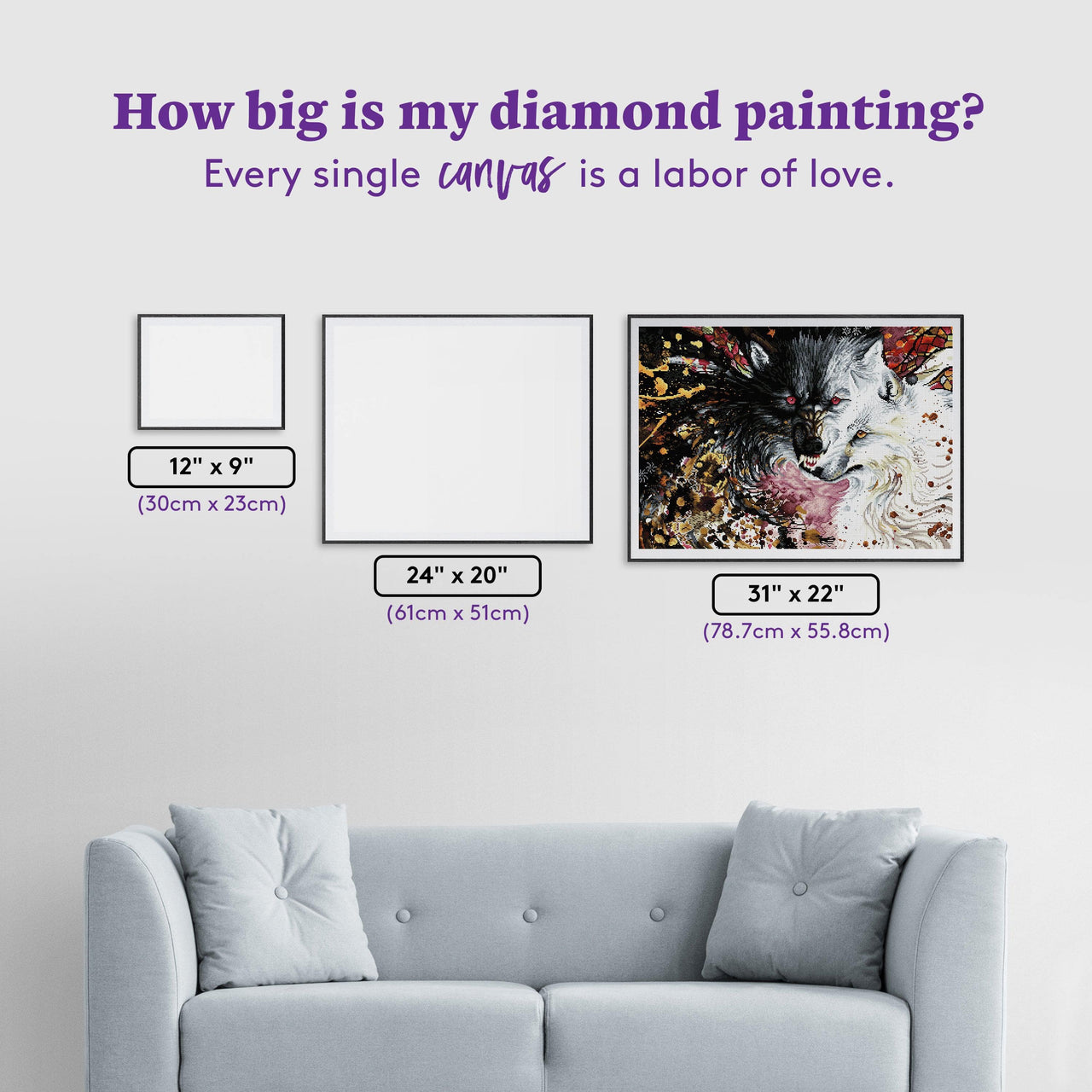 Diamond Painting Black and White 31" x 22" (78.7cm x 55.8cm) / Square with 47 Colors including 2 ABs and 1 Fairy Dust Diamonds and 2 Iridescent Diamonds / 70,784