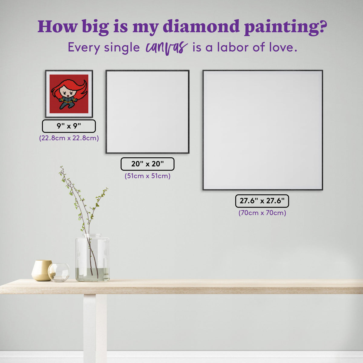Diamond Painting Black Widow 9" x 9" (22.8cm x 22.8cm) / Round with 6 Colors including 2 ABs / 6,889