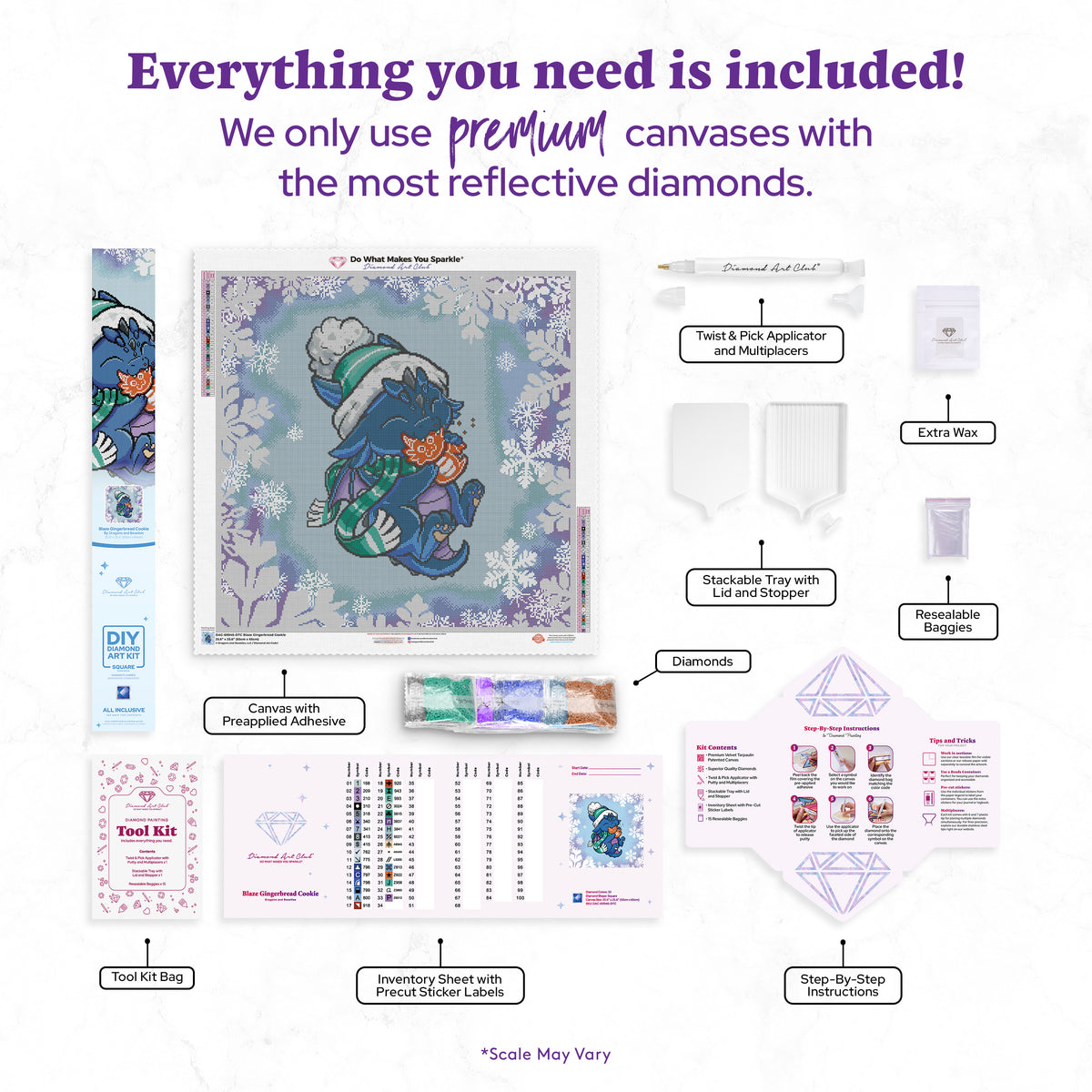 Diamond Painting Blaze Gingerbread Cookie 25.6" x 25.6" (65cm x 65cm) / Square with 33 Colors including 2 ABs and 1 Iridescent Diamond and 5 Fairy Dust Diamonds / 68,121
