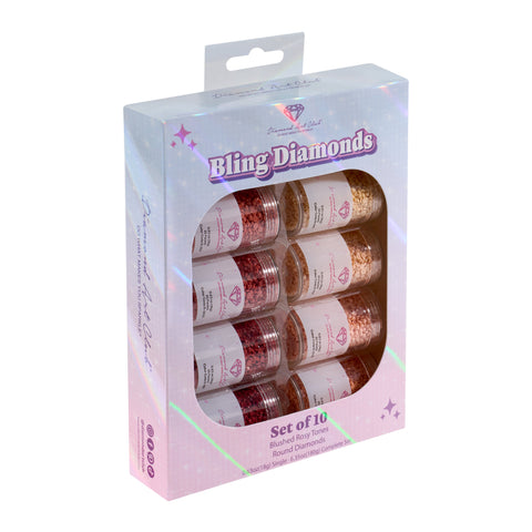 Bling Diamonds – Blushed Rosy Tones Round (Set of 10)