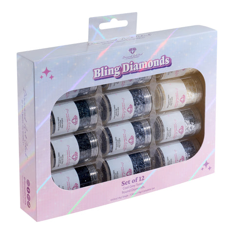 Bling Diamonds – Cool Gray Tones Round (Set of 12)