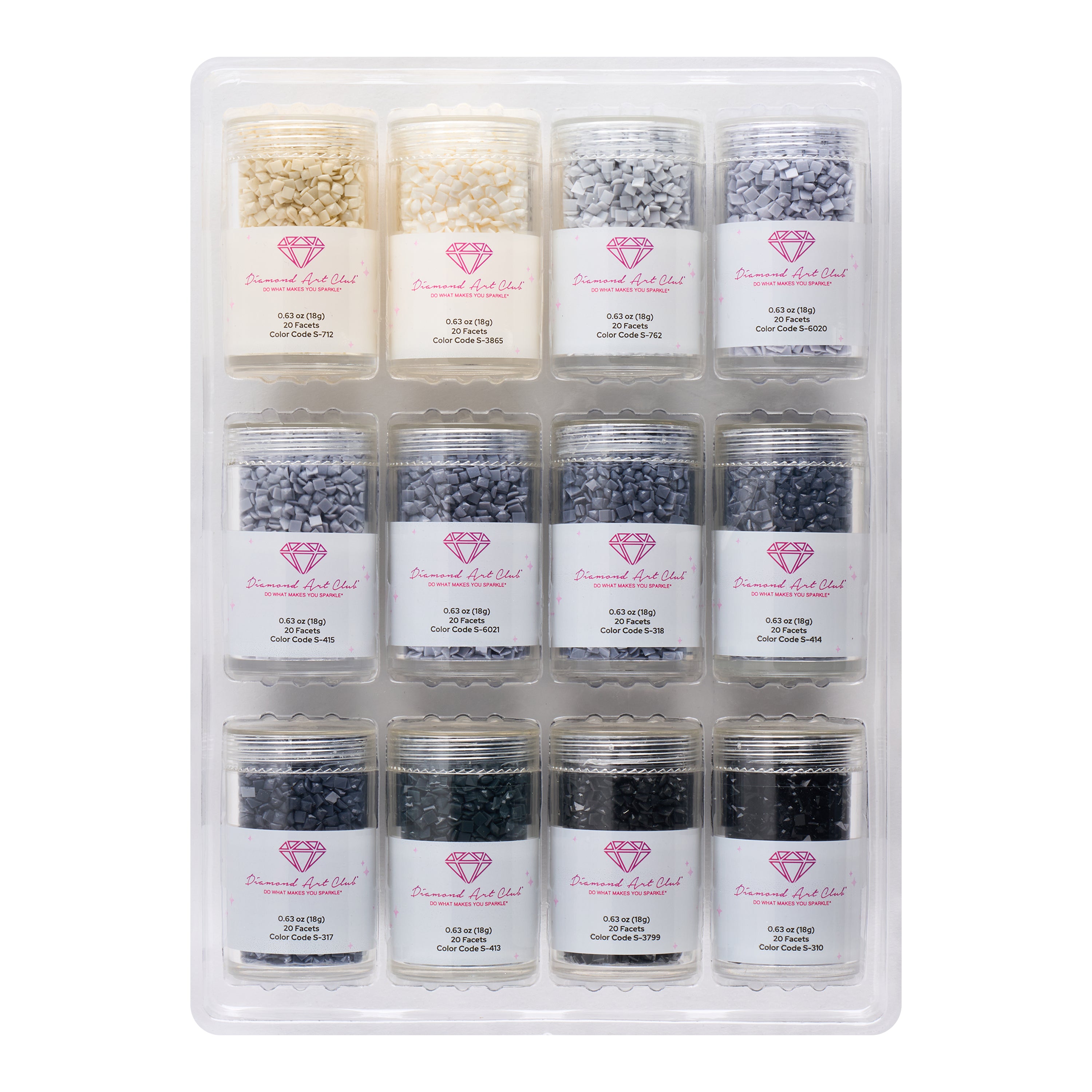 Bling Diamonds – Cool Gray Tones Square (Set of 12) – Diamond Art Club