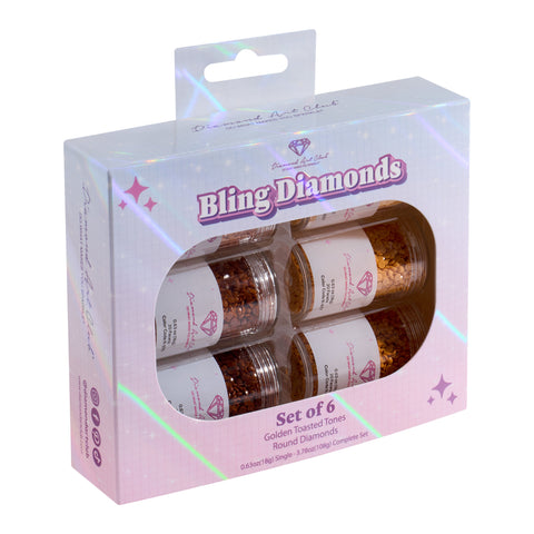 Bling Diamonds – Golden Toasted Tones Round (Set of 6)