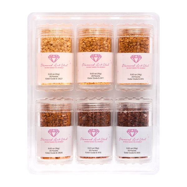 Bling Diamonds – Golden Toasted Tones Square (Set of 6) – Diamond Art Club