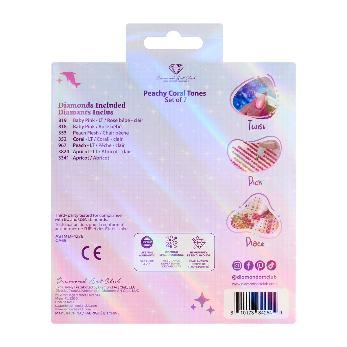 Diamond Painting Bling Diamonds – Peachy Coral Tones Round (Set of 7)