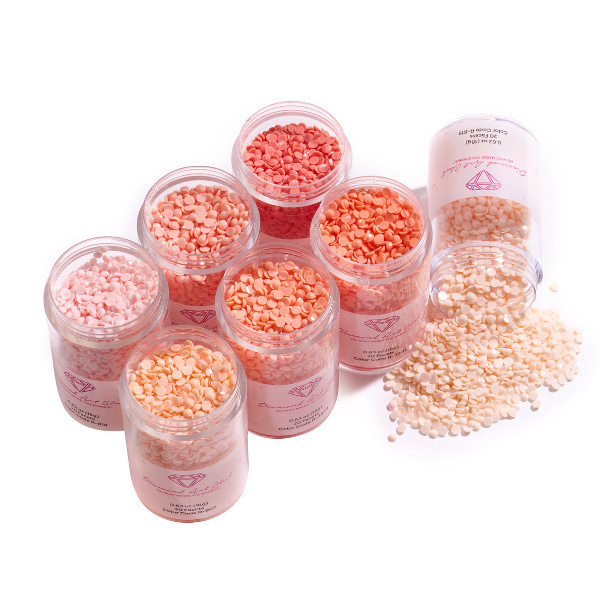 Diamond Painting Bling Diamonds – Peachy Coral Tones Round (Set of 7)