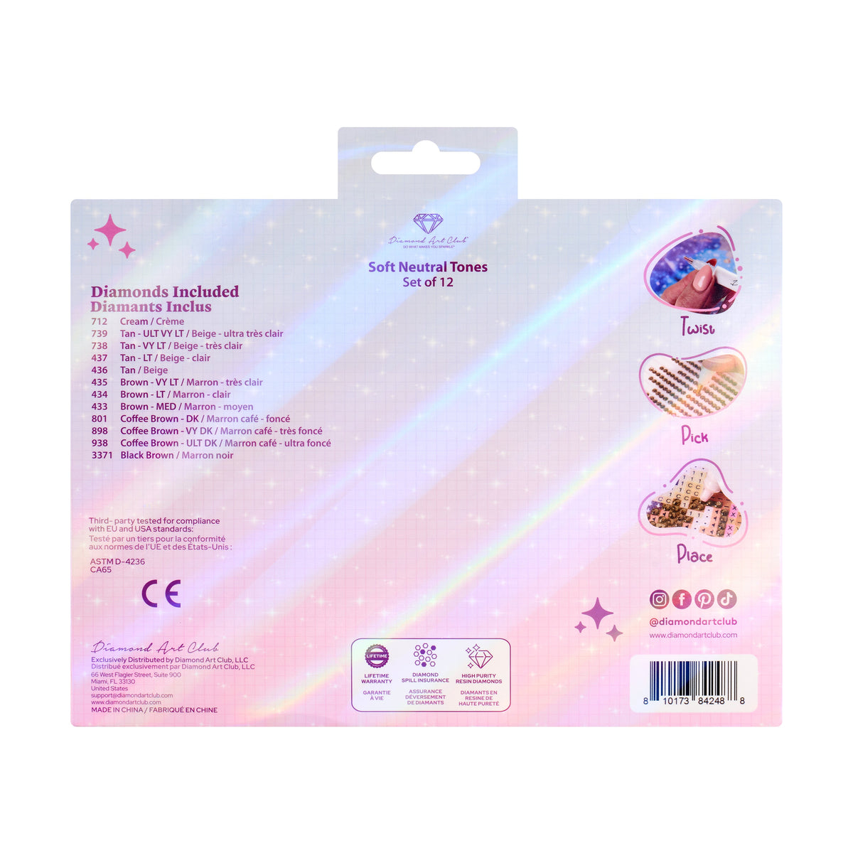 Diamond Painting Bling Diamonds - Soft Neutral Tones Round (Set of 12)