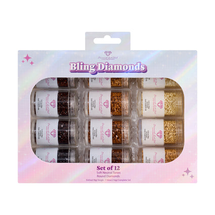 Diamond Painting Bling Diamonds - Soft Neutral Tones Round (Set of 12)