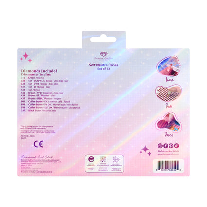 Diamond Painting Bling Diamonds - Soft Neutral Tones Square (Set of 12)