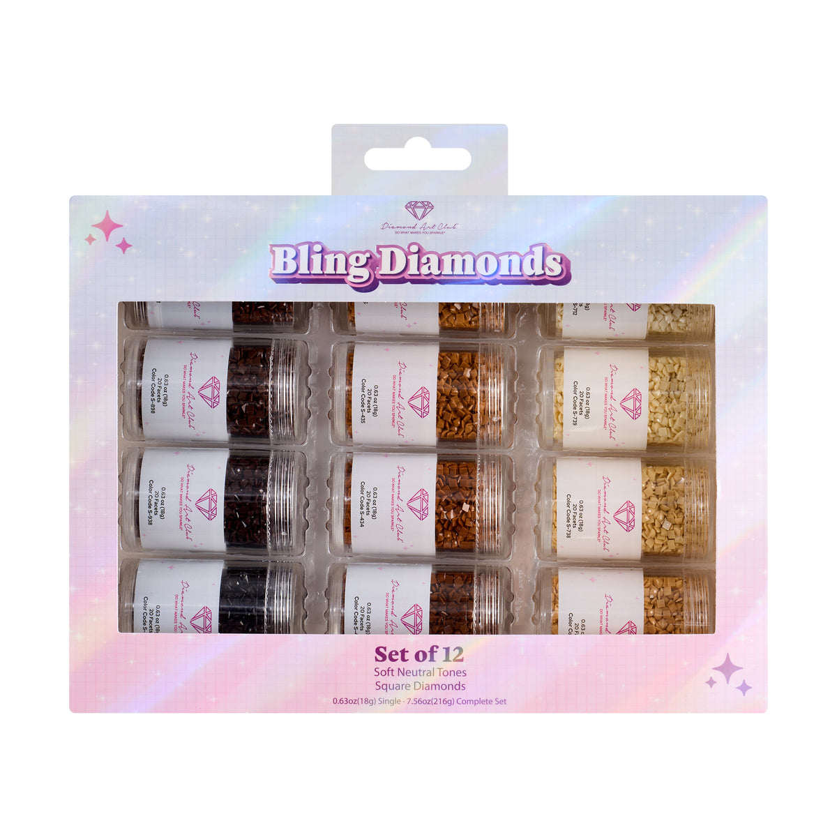 Diamond Painting Bling Diamonds - Soft Neutral Tones Square (Set of 12)