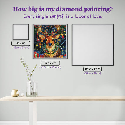 Diamond Painting Blitzen 22" x 22" (55.6cm x 55.6cm) / Round with 58 Colors including 2 ABs and 4 Fairy Dust Diamonds / 40,804