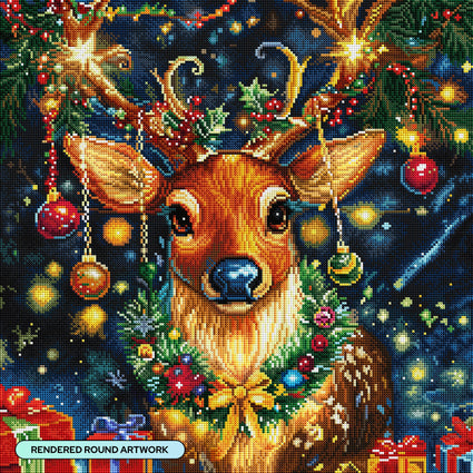 Diamond Painting Blitzen 22" x 22" (55.6cm x 55.6cm) / Round with 58 Colors including 2 ABs and 4 Fairy Dust Diamonds / 40,804