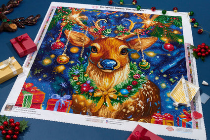 Diamond Painting Blitzen 22" x 22" (55.6cm x 55.6cm) / Round with 58 Colors including 2 ABs and 4 Fairy Dust Diamonds / 40,804