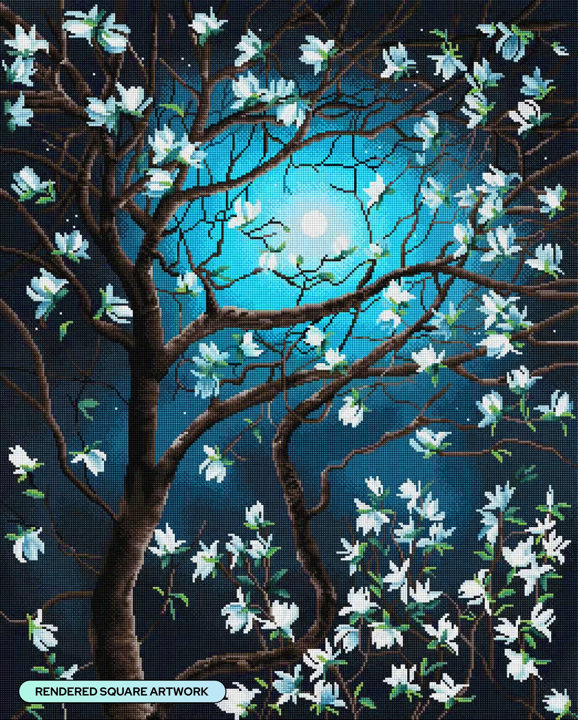 Diamond Painting Blue Flowers 25.6" x 31.9" (65cm x 80.9cm) / Square With 30 Colors Including 1 AB and 3 Fairy Dust Diamonds / 84,825