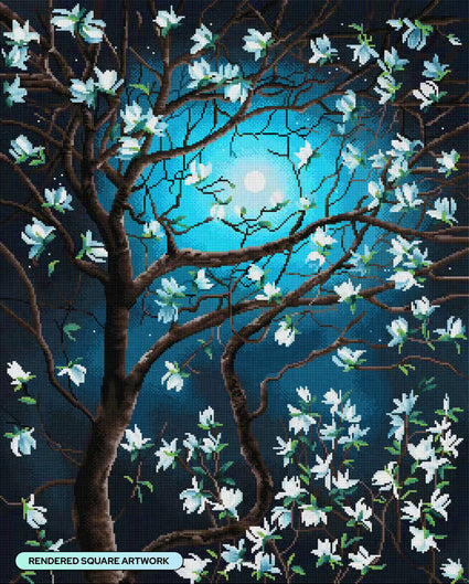 Diamond Painting Blue Flowers 25.6" x 31.9" (65cm x 80.9cm) / Square With 30 Colors Including 1 AB and 3 Fairy Dust Diamonds / 84,825