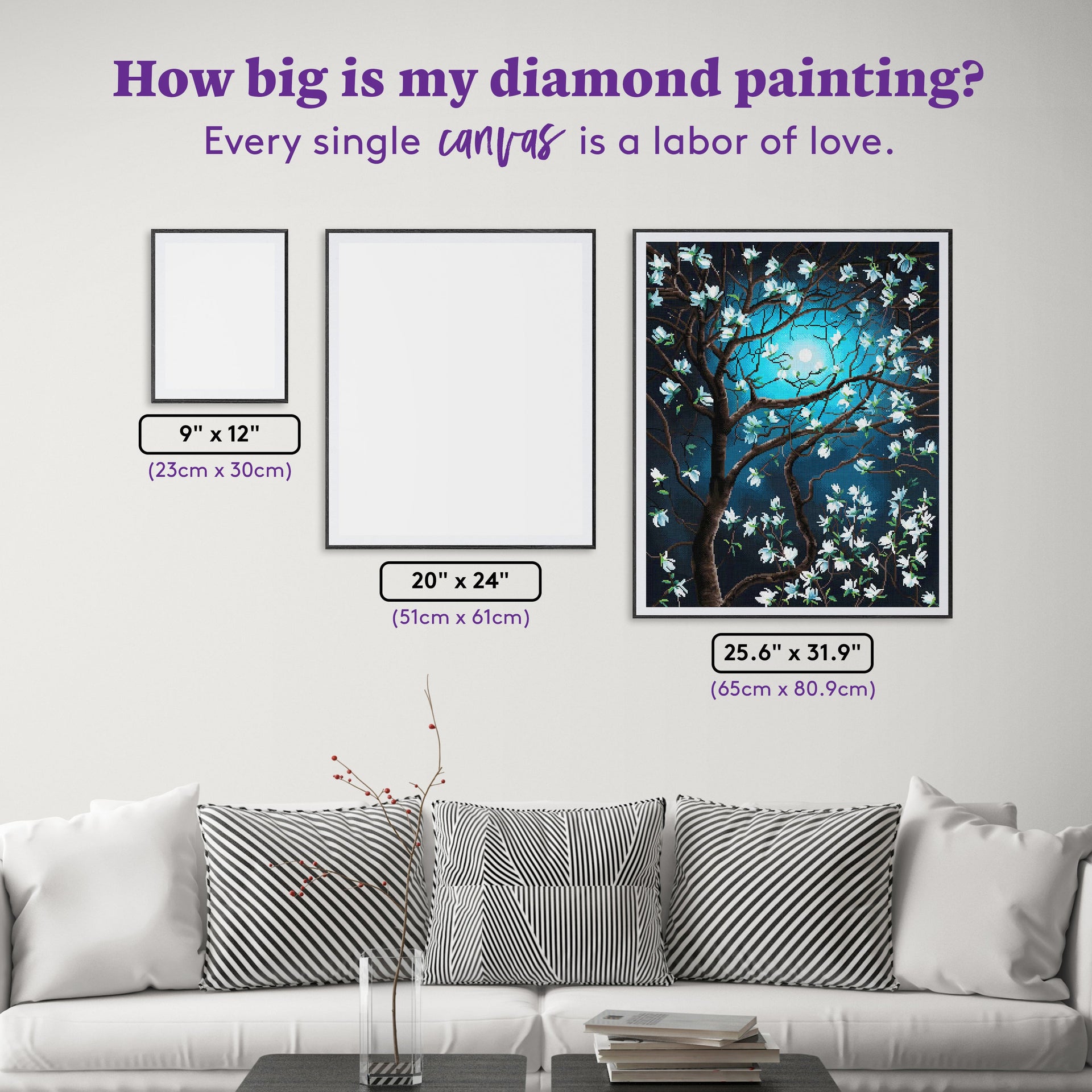 Diamond Painting Blue Flowers 25.6" x 31.9" (65cm x 80.9cm) / Square With 30 Colors Including 1 AB and 3 Fairy Dust Diamonds / 84,825