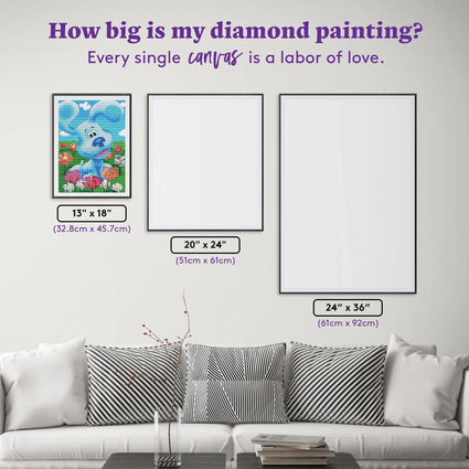 Diamond Painting Blue™ in a Field of Flowers 13" x 18" (32.8cm x 45.5cm) / Round with 43 Colors including 2 ABs and 1 Fairy Dust Diamonds / 18,954