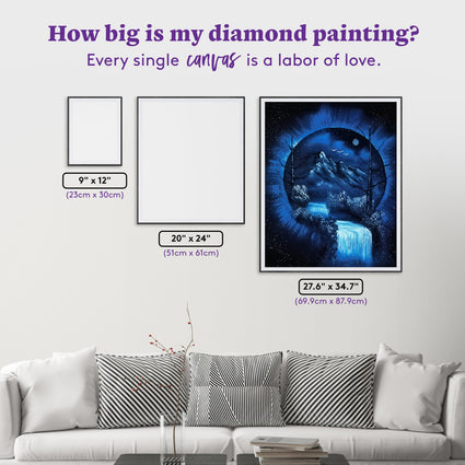 Diamond Painting Blue Portal Waterfall 27.6" x 34.6" (69.9cm x 87.9cm) / Square with 23 Colors including 1 AB and 1 Iridescent Diamond and 2 Fairy Dust Diamonds / 99,193