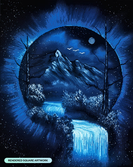 Diamond Painting Blue Portal Waterfall 27.6" x 34.6" (69.9cm x 87.9cm) / Square with 23 Colors including 1 AB and 1 Iridescent Diamond and 2 Fairy Dust Diamonds / 99,193