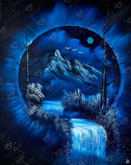 Diamond Painting Blue Portal Waterfall 27.6" x 34.6" (69.9cm x 87.9cm) / Square with 23 Colors including 1 AB and 1 Iridescent Diamond and 2 Fairy Dust Diamonds / 99,193