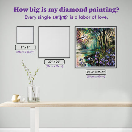 Diamond Painting Bluebells in Spring 25.6" x 25.6" (65cm x 65cm) / Square with 97 Colors including 2 ABs and 3 Fairy Dust Diamonds / 68,121