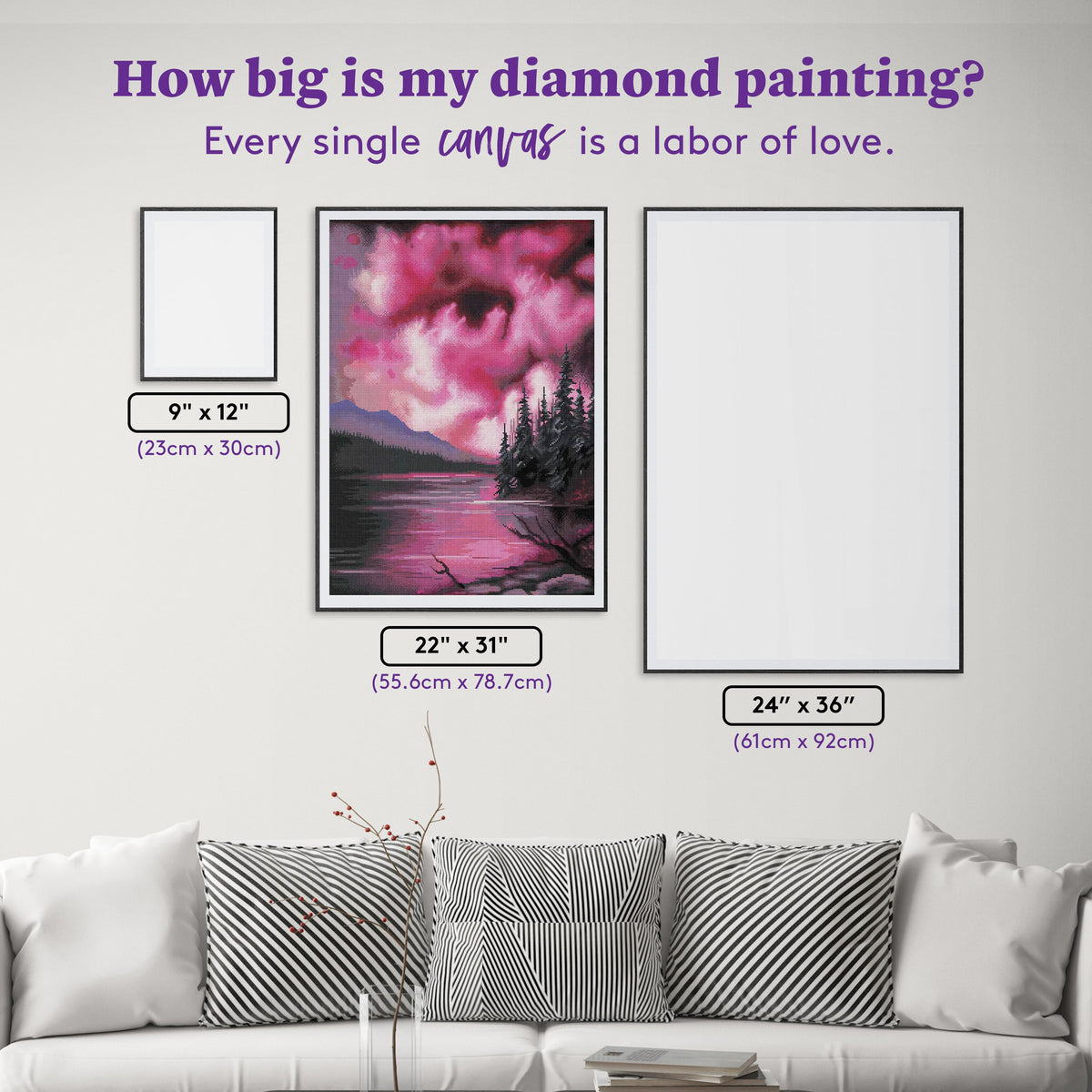 Diamond Painting Blush Skies 22" x 31" (55.6cm x 78.7cm) / Round with 40 Colors including 2 ABs and 2 Fairy Dust Diamonds / 57,772