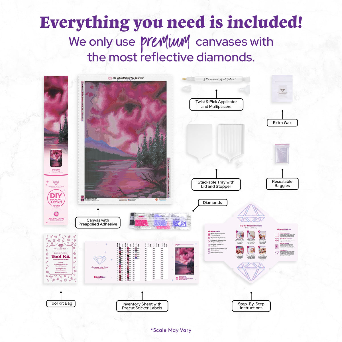 Diamond Painting Blush Skies 22" x 31" (55.6cm x 78.7cm) / Round with 40 Colors including 2 ABs and 2 Fairy Dust Diamonds / 57,772