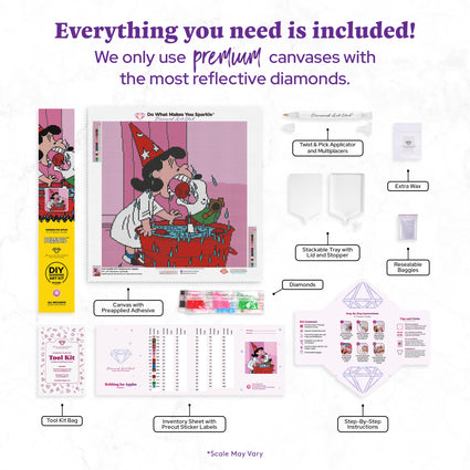 Diamond Painting Bobbing for Apples 17" x 17" (42.7cm x 42.7cm) / Round With 16 Colors including 2 ABs and 2 Fairy Dust Diamonds / 24,025