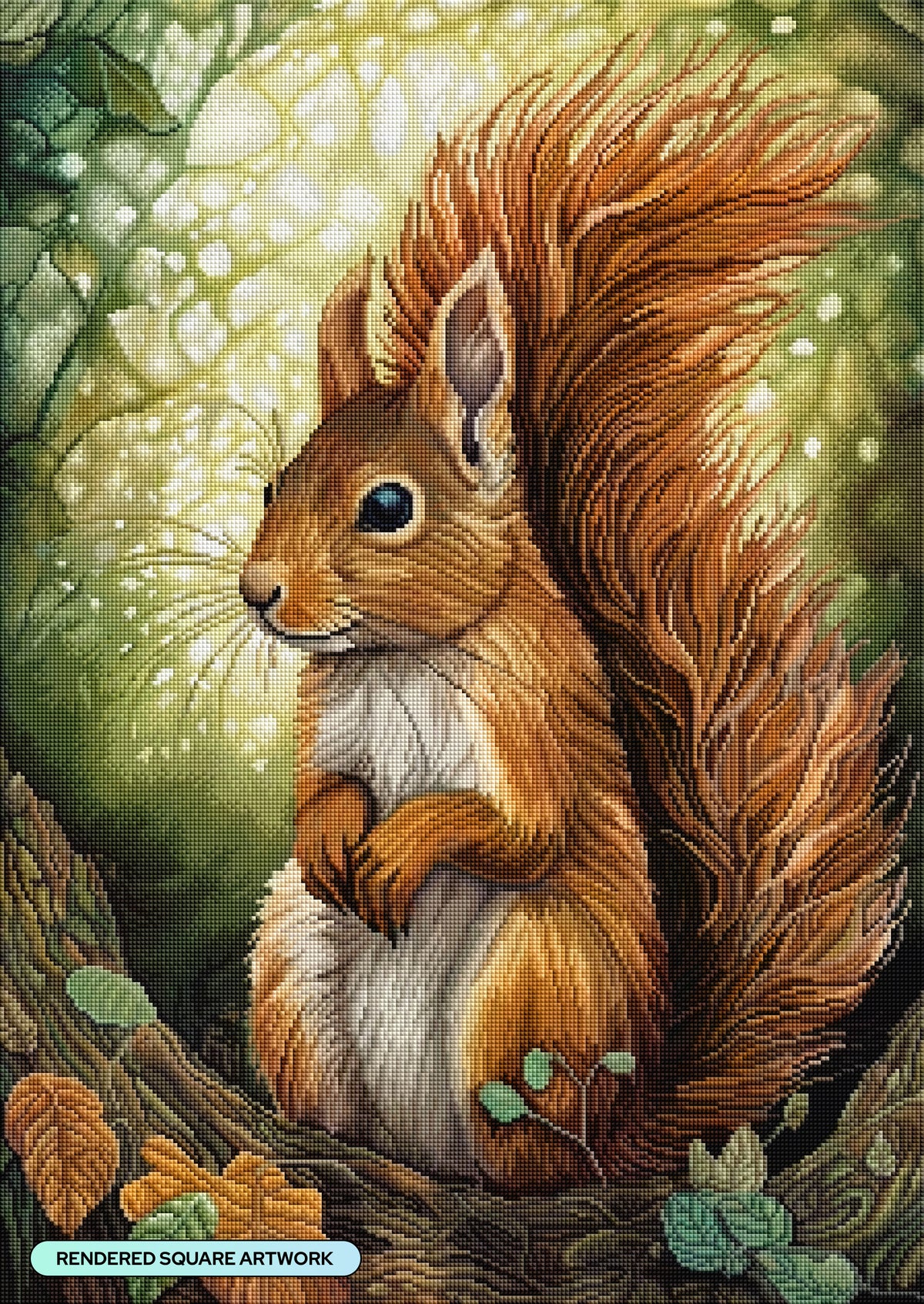 Diamond Painting Boho Squirrel 22" x 31" (55.8cm x 78.7cm) / Square with 77 Colors including 3 ABs and 3 Fairy Dust Diamonds / 70,784