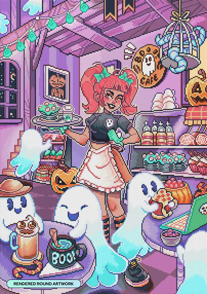 Diamond Painting Boo! Cafe 22" x 31" (55.6cm x 78.7cm) / Round With 66 Colors Including 2 ABs and 5 Fairy Dust Diamonds / 57,772