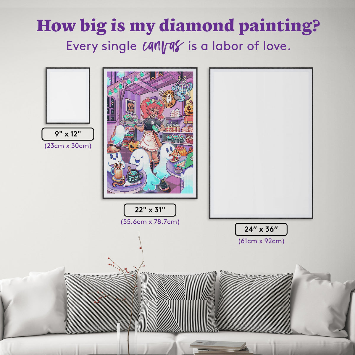 Diamond Painting Boo! Cafe 22" x 31" (55.6cm x 78.7cm) / Round With 66 Colors Including 2 ABs and 5 Fairy Dust Diamonds / 57,772