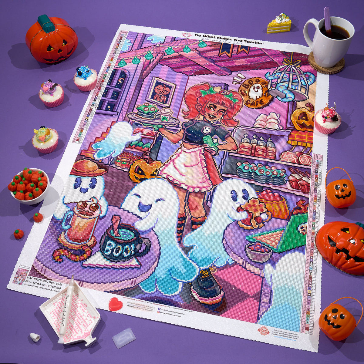 Diamond Painting Boo! Cafe 22" x 31" (55.6cm x 78.7cm) / Round With 66 Colors Including 2 ABs and 5 Fairy Dust Diamonds / 57,772