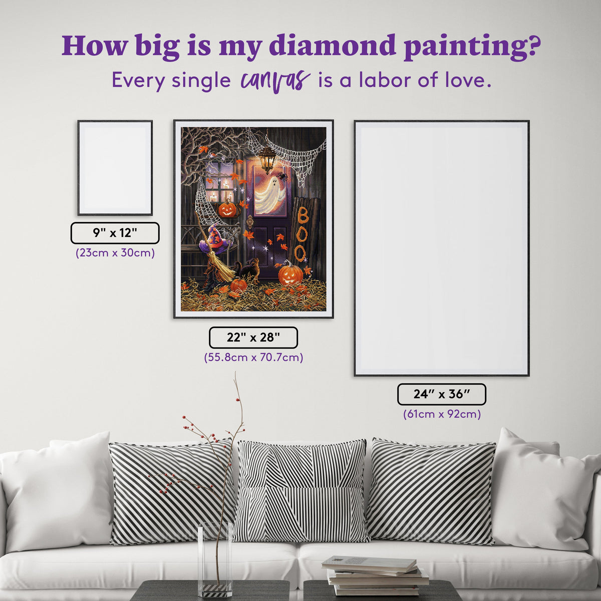 Diamond Painting BOO 22" x 28" (55.8cm x 70.7cm) / Square with 63 Colors including 3 ABs and 3 Fairy Dust Diamonds / 63,616