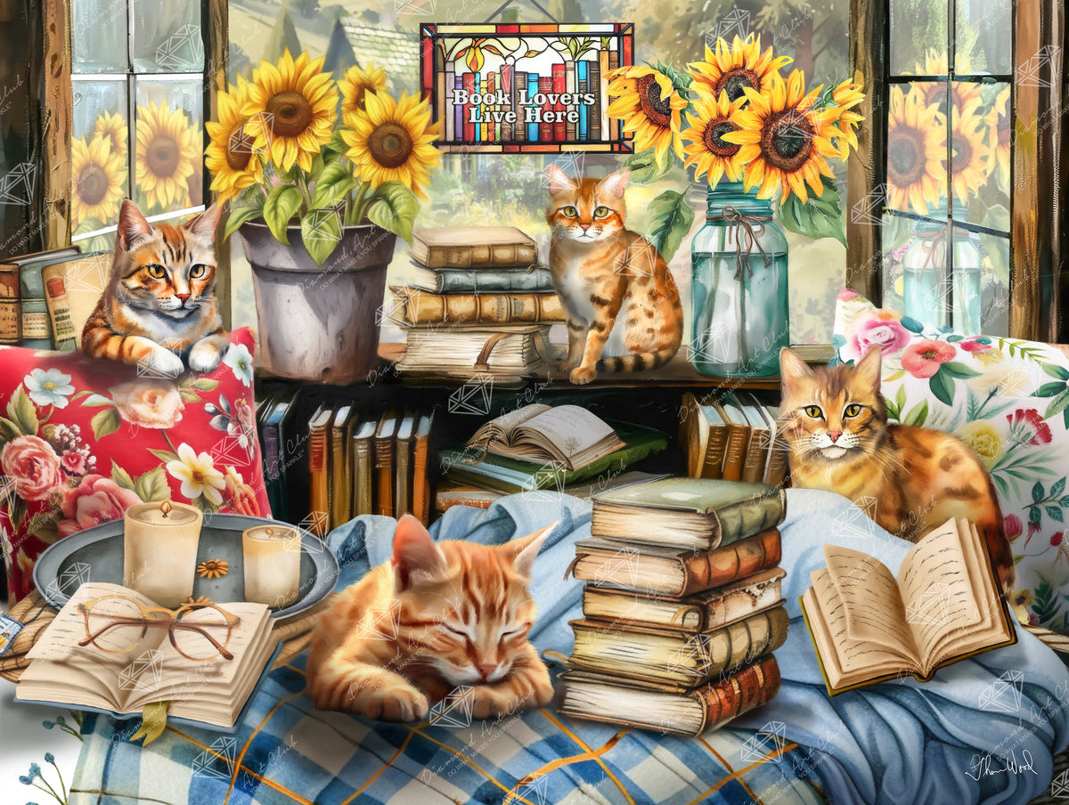 Diamond Painting Book Lovers 36.6" x 27.6" (92.8cm x 69.9cm) / Square With 100 Colors Including 2 ABs and 5 Fairy Dust Diamonds / 104,813