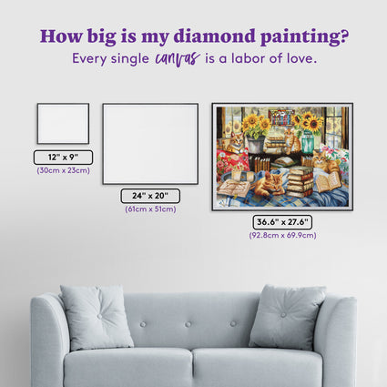 Diamond Painting Book Lovers 36.6" x 27.6" (92.8cm x 69.9cm) / Square With 100 Colors Including 2 ABs and 5 Fairy Dust Diamonds / 104,813