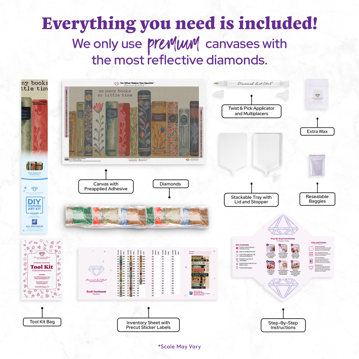 Diamond Painting Book Sentiment 31" x 17" (78.7cm x 43.1cm) / Square with 46 Colors including 2 ABs and 3 Fairy Dust Diamonds / 54,668