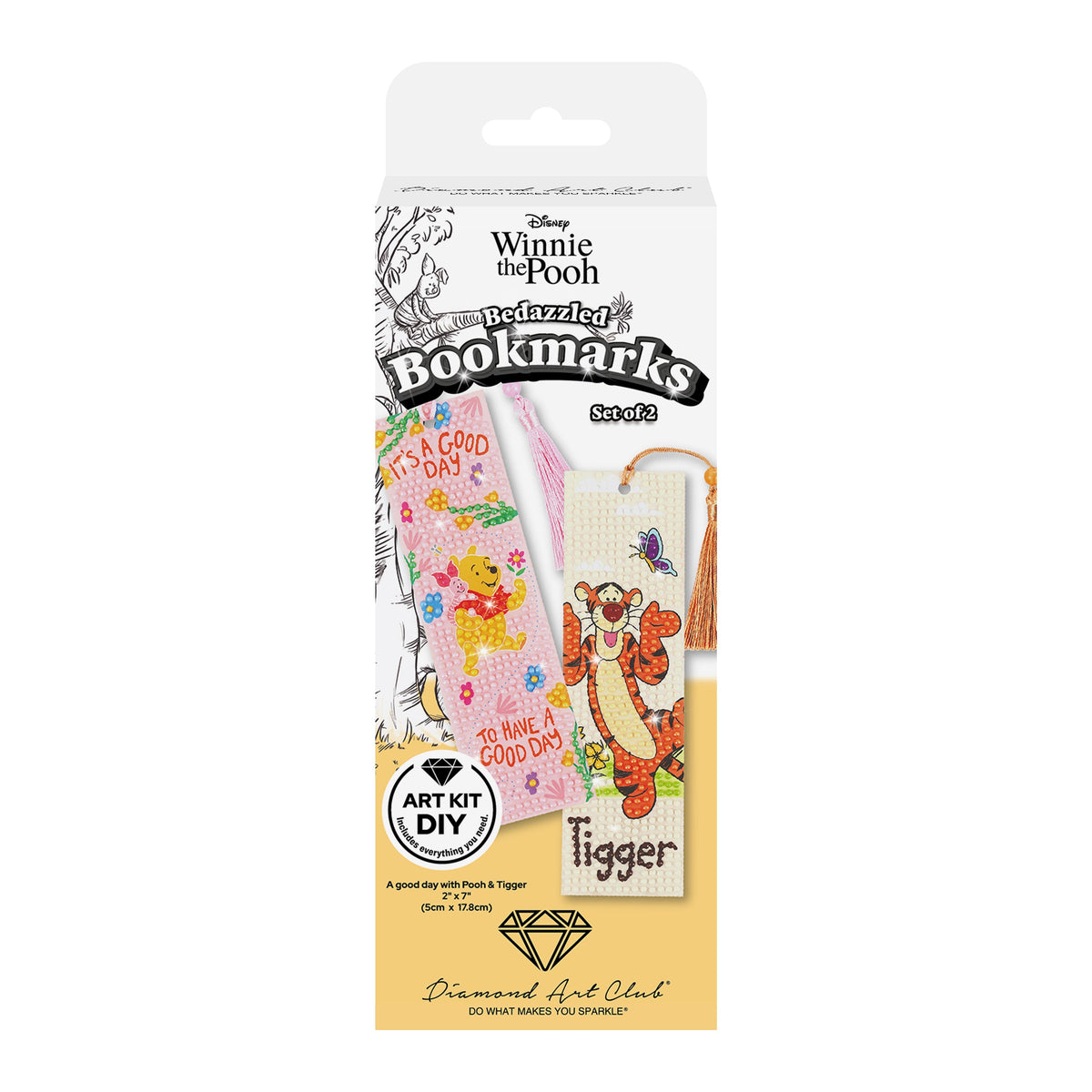 Diamond Painting Bookmarks – A Good Day with Pooh and Tigger (Set of 2) 2" x 7" (5cm x 17.8cm) / Round with 16 Colors including 6 Fairy Dust Diamonds / 1,105