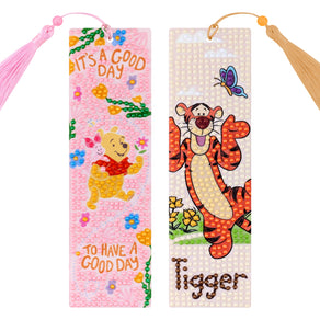 Diamond Painting Bookmarks – A Good Day with Pooh and Tigger (Set of 2) 2" x 7" (5cm x 17.8cm) / Round with 16 Colors including 6 Fairy Dust Diamonds / 1,105
