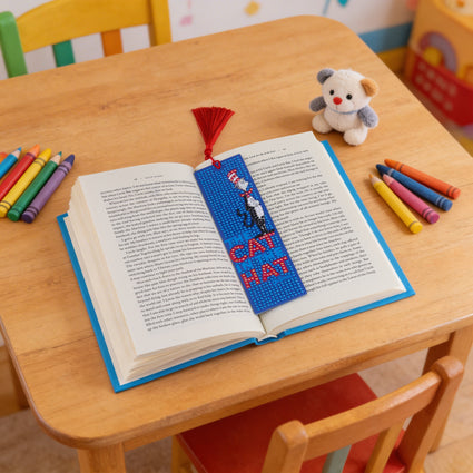 Diamond Painting Bookmarks – The Cat in the Hat™ (Set of 2) 2" x 7" (5cm x 17.8cm) / Round with 10 Colors including 1 AB and 2 Iridescent Diamonds and 5 Fairy Dust Diamonds / 1,460