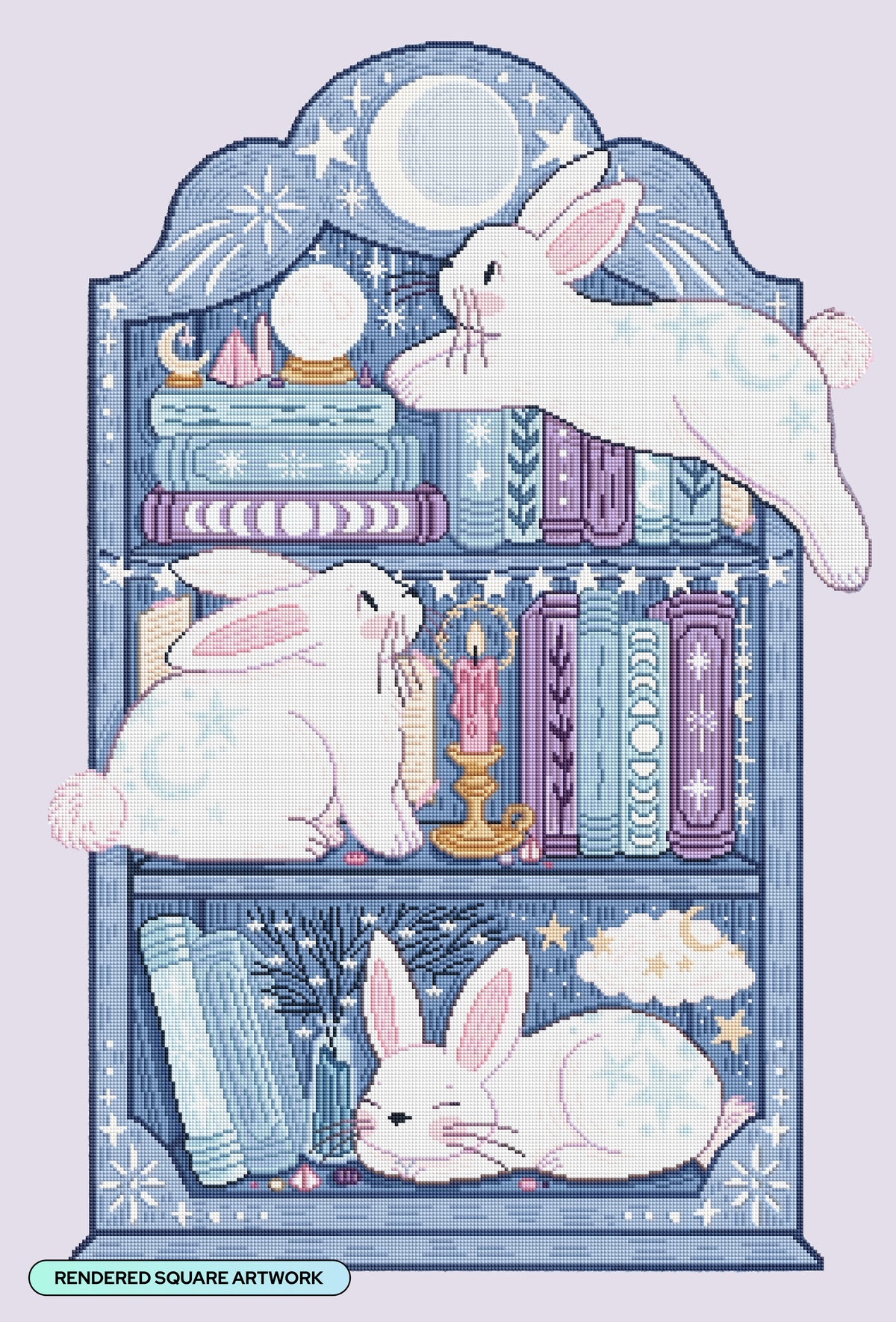 Diamond Painting Books and Bunnies 25.6" x 37.8" (65cm x 95.8cm) / Square with 46 Colors including 3 ABs and 1 Electro Diamond and 3 Fairy Dust Diamonds / 69,918