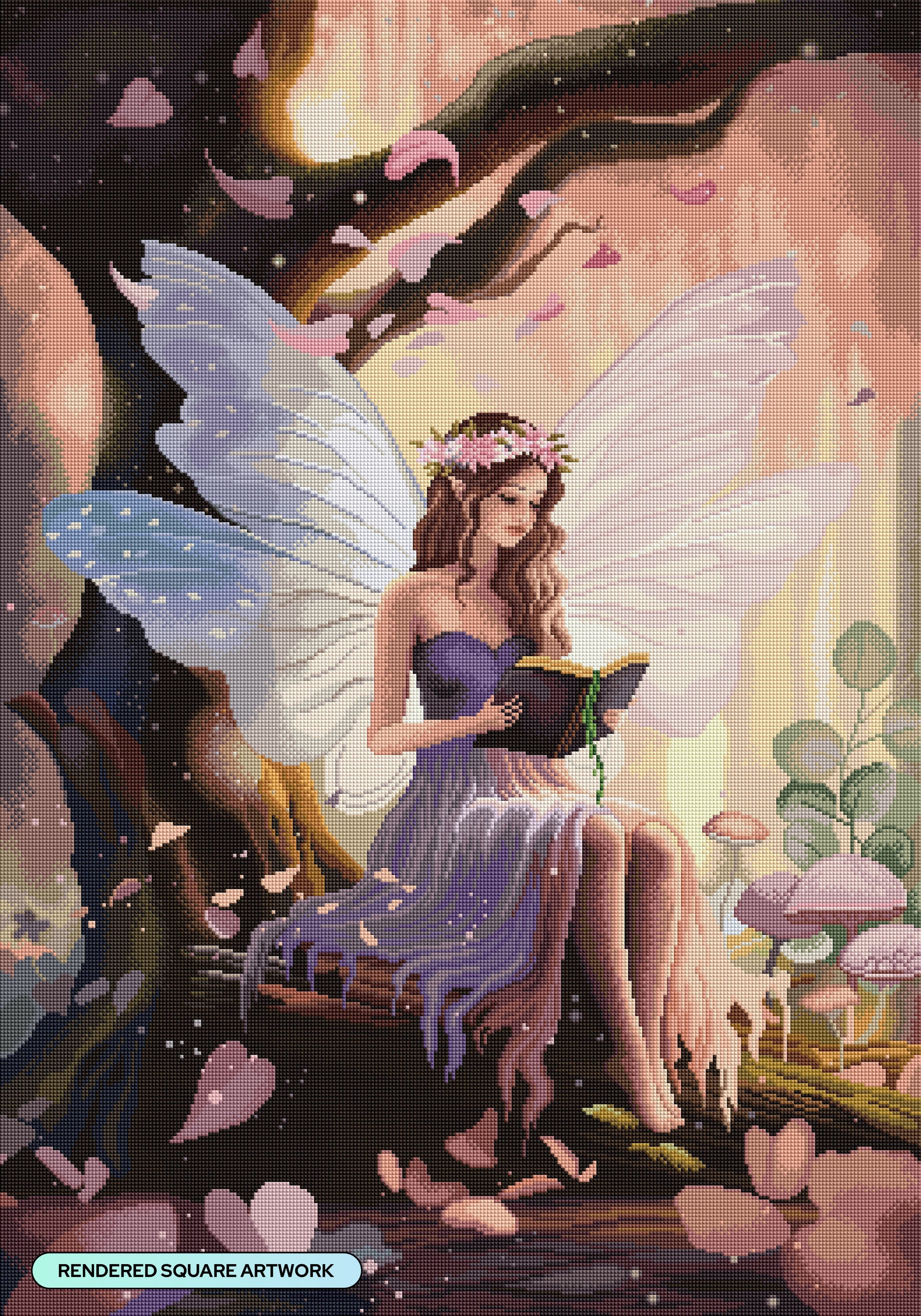 Diamond Painting Bookworm Fairy 25.6" x 36.6" (65cm x 92.8cm) / Square With 85 Colors Including 2 ABs and 4 Fairy Dust Diamonds / 97,353