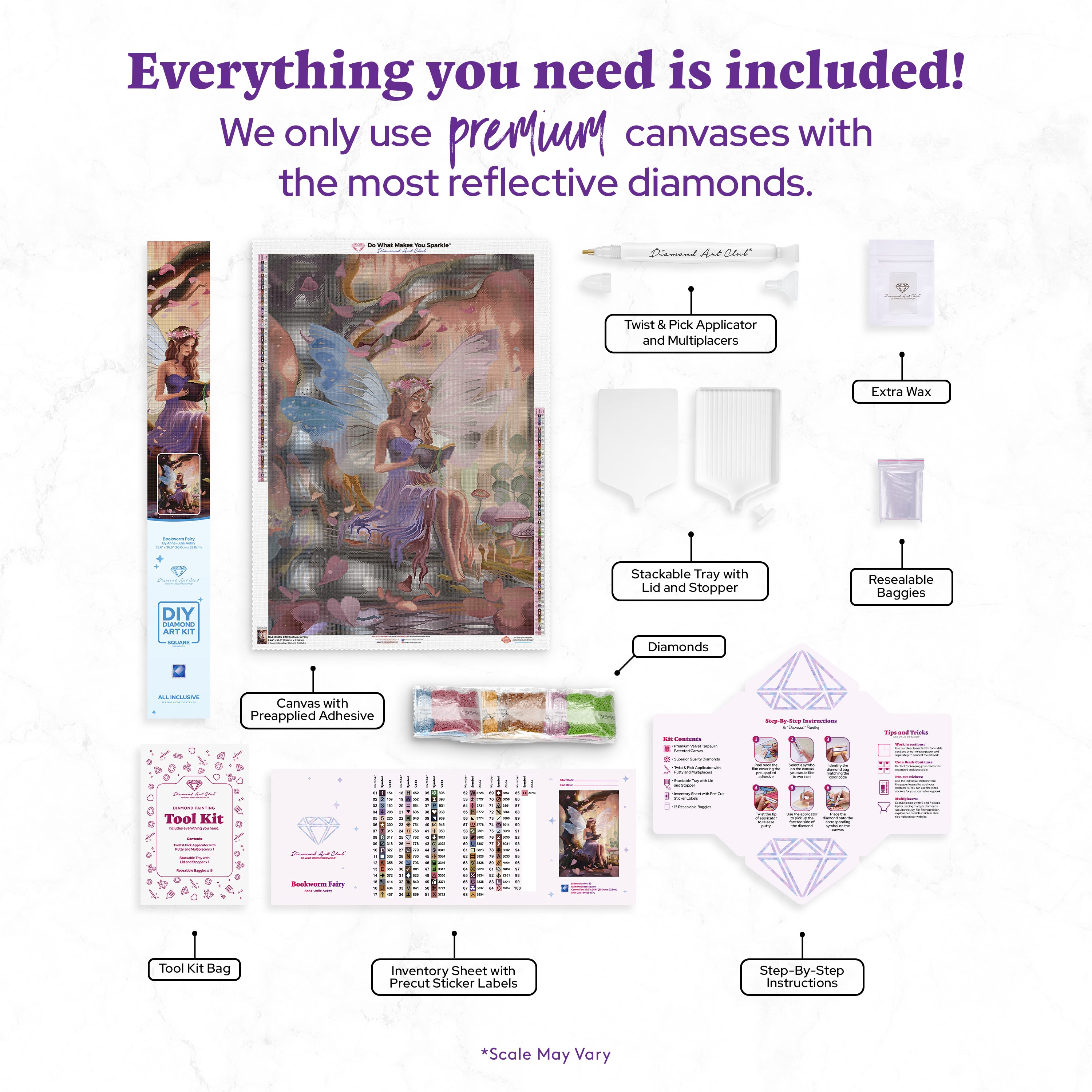 Bookworm Fairy Diamond Painting Kit – Diamond Art Club