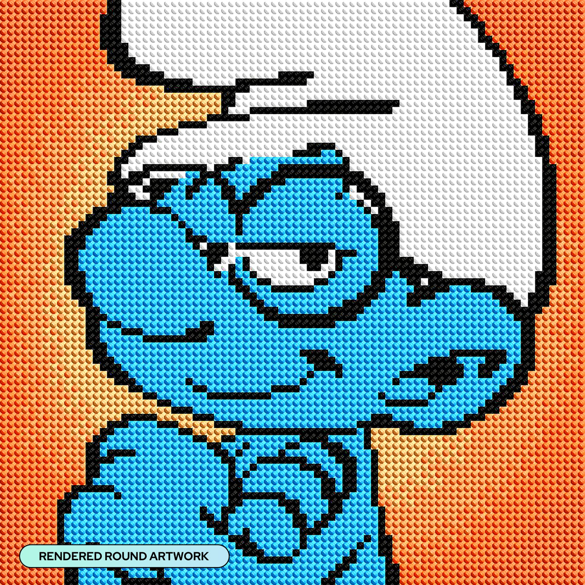 Diamond Painting Brainy Smurf 9" x 9" (23cm x 23cm) / Round with 7 Colors including 1 Glow In The Dark Diamond / 6,724