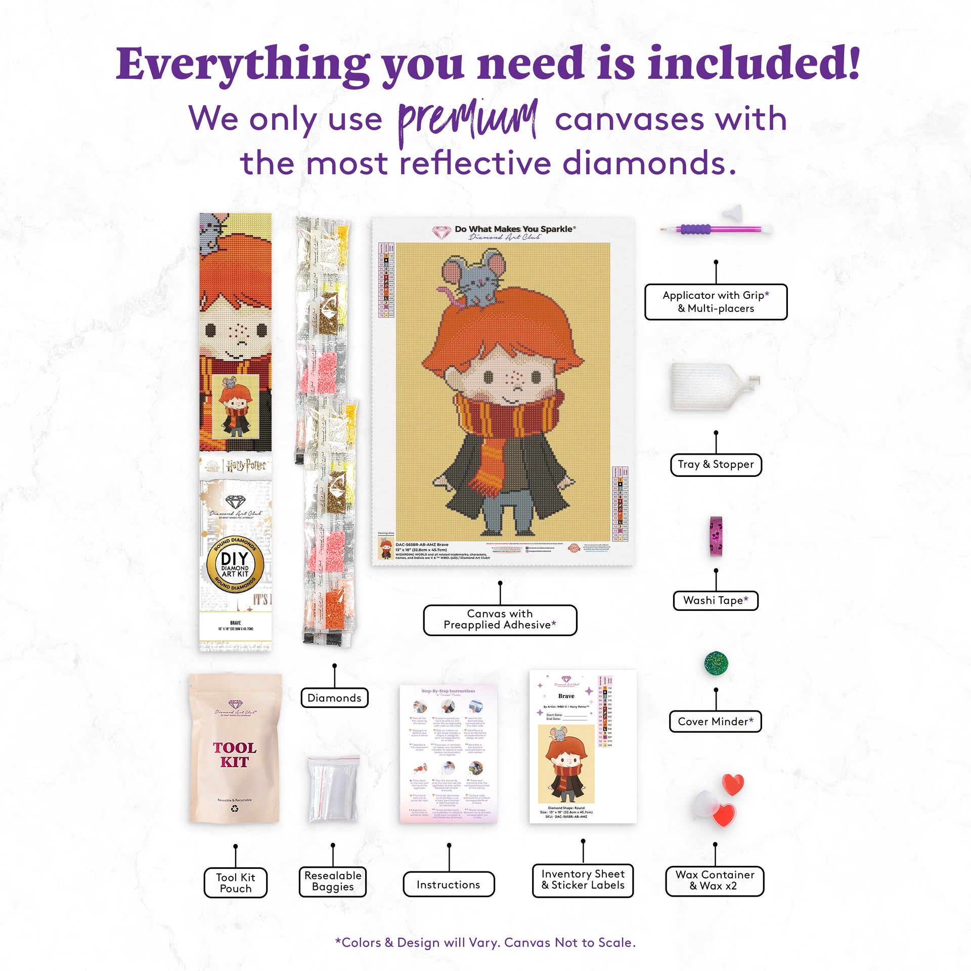 Diamond Painting Brave 13" x 18" (32.8cm x 45.7cm) / Round With 15 Colors including 1 ABs / 19,071