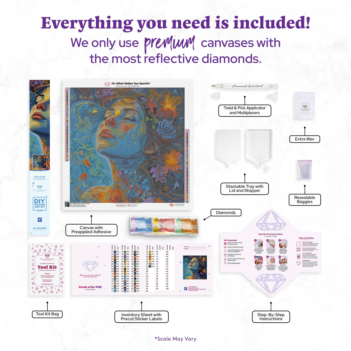 Diamond Painting Breath of the Wild 23.6" x 23.6" (60cm x 60cm) / Square with 58 Colors including 2 ABs and 5 Fairy Dust Diamonds / 58,081