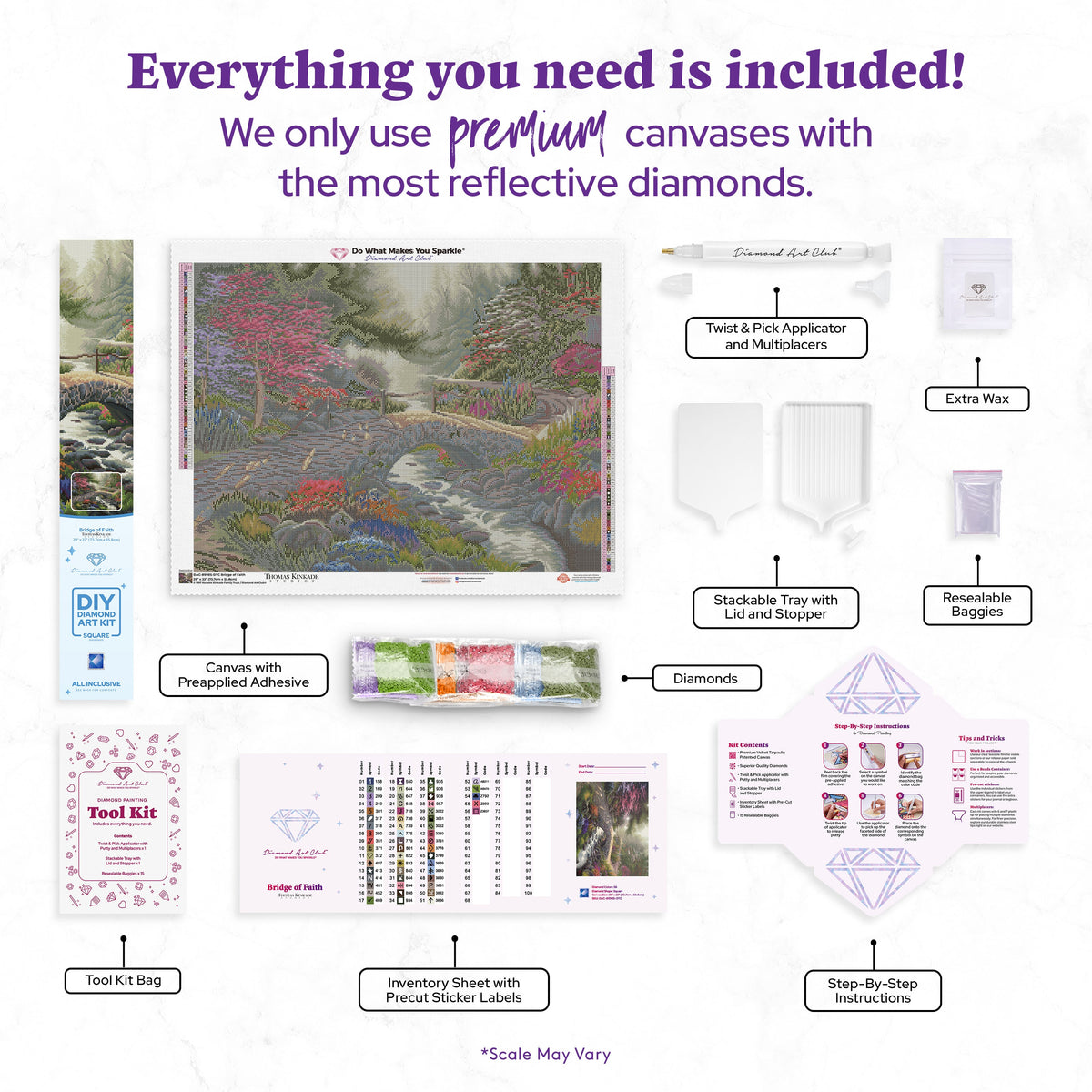 Diamond Painting Bridge of Faith 29" x 22" (73.7cm x 55.8cm) / Square With 56 Colors Including 2 ABs and 3 Fairy Dust Diamonds / 66,304